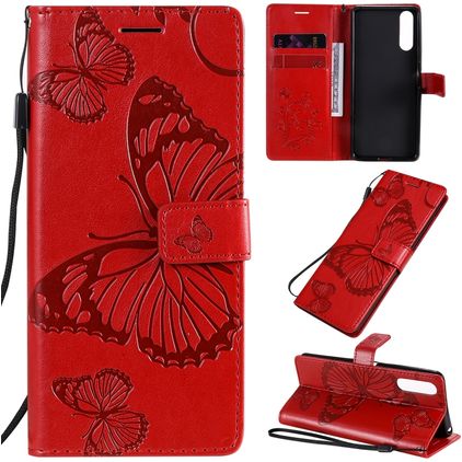 Mobigear Butterfly Sony Xperia 10 II Etui z klapką typu portfel - Czerwony