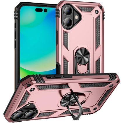 Mobigear Armor Ring iPhone 17 Fodral Hårdplast Skal Stötsäkert med ringhållare - Roséguld