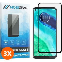 Mobigear Premium Motorola Moto G8 Tempered Glass Screen Protector - Case Friendly - Black (3-Pack)