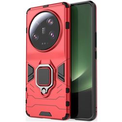Mobigear Armor Ring Xiaomi 13 Ultra Fodral Hårdplast Skal Stötsäkert med ringhållare - Röd