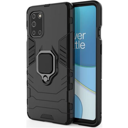 Mobigear Armor Ring OnePlus 8T Hårdt Bagsidecover Stødsikkert med ringholder - Sort
