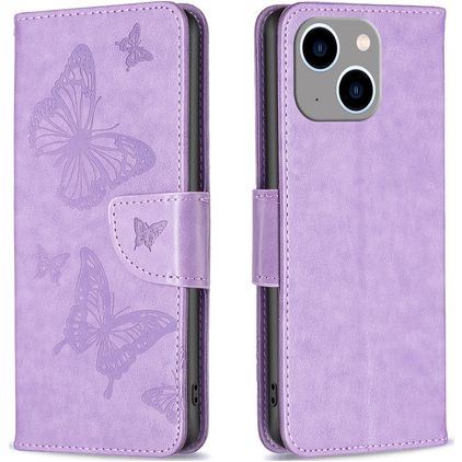 Mobigear Butterfly iPhone 15 Plus Funda tipo libro Cartera - Morado