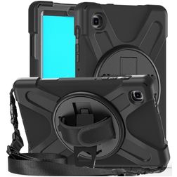 Mobigear SureGrip XGuard Samsung Galaxy Tab A7 Lite Kova muovi / Silikoni Suojakuori + Olkahihna + Teline - Musta