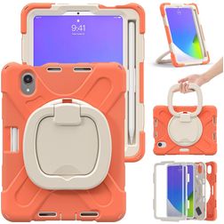 Mobigear RingGuard iPad Mini 7 (2024) Cover Hård plast / Silikone Bagsidecover + Stylus-holder + Skulderrem + Stander - Orange