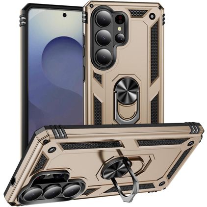 Mobigear Armor ring Samsung Galaxy S26 Ultra Tvrdý plast Zadní kryt odolný proti nárazům s prstýnkem - Zlatá