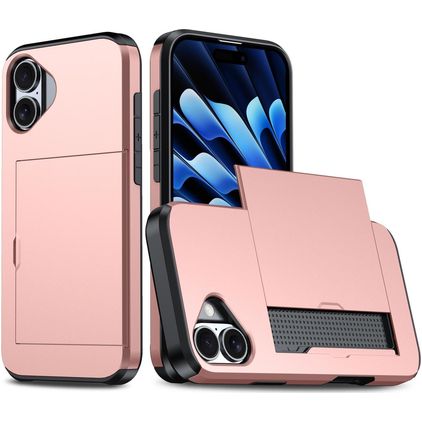 Mobigear Card iPhone 18 Hardcase Back cover Antiurto con portacarte - Rosa