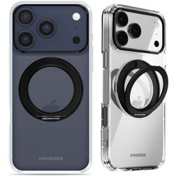 Mobilize 360 Rotating Ring iPhone 17 Pro Max MagSafe Hårdt Bagsidecover med ringholder - Sort