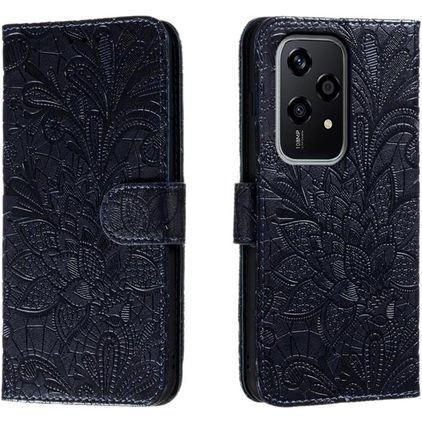 Mobigear Flowers HONOR 200 Lite Wallet case - Dark Blue