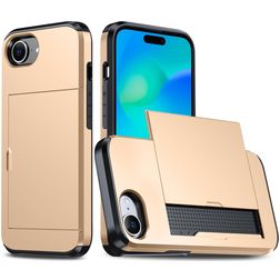 Mobigear Card iPhone 17e Hard Case Back cover Shockproof with Card Holder - Gold