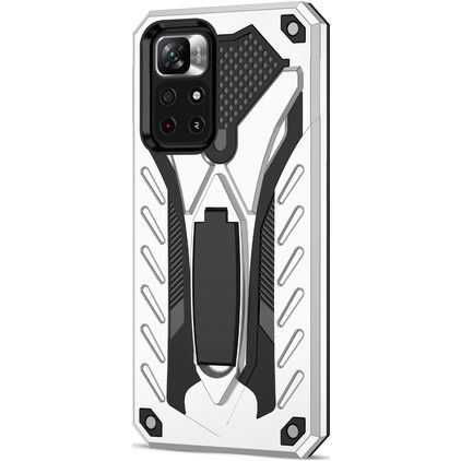 Mobigear Armor Stand Xiaomi Redmi Note 11T Hardcase Back cover Antiurto con supporto - Argento