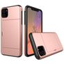 Mobigear Card iPhone 11 Plástico rígido Capa traseira Antichoque com porta-cartões - Rosa dourado