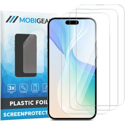 Mobigear iPhone 15 Película de ecrã em plástico - Compatível com capas (Pack de 3)