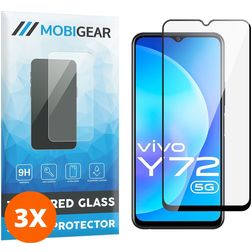 Mobigear Premium Vivo Y72 Szkło hartowane Ochrona ekranu - Kompatybilna z etui - Czarny (3 szt.)