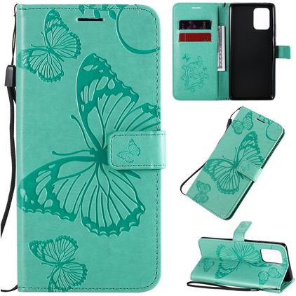 Mobigear Butterfly Samsung Galaxy S10 Lite Pungetui med Seddelrum - Turkis