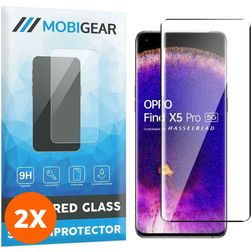 Mobigear Premium OPPO Find X5 Cristal templado Protector de pantalla - Compatible con fundas - Negro (pack de 2)