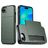 Mobigear Card iPhone 17e Funda Plástico rígido Carcasa Antigolpes con tarjetero - Verde