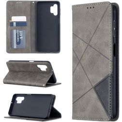 Mobigear Rhombus Magnetic Leather Wallet Case Gray Samsung Galaxy A32 5G