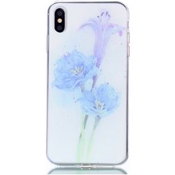 Mobigear Design iPhone XS Max Joustava TPU Suojakuori - Purple Flower