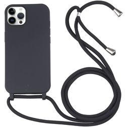 Mobigear Lanyard iPhone 16 Pro Max Silikoni Suojakuori kaulanauhalla - Musta