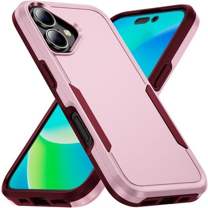 Mobigear Heavy Armor iPhone 16 Plástico rígido Capa traseira Antichoque - Rosa