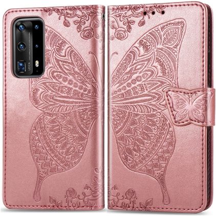 Mobigear Butterfly Huawei P40 Pro Knížkové pouzdro Peněženka - Růžově zlatá