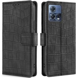 Mobigear Croco Motorola Edge 30 Fusion Capa livro Carteira - Preto