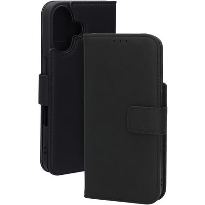 Mobiparts Wallet iPhone 16 MagSafe Vera pelle Cover a libro portafoglio - Nero