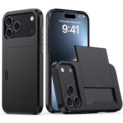 Mobigear Card iPhone 18 Pro Funda Plástico rígido Carcasa Antigolpes con tarjetero - Negro