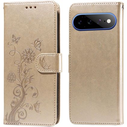 Mobigear Flowers Google Pixel 11 Pro XL Funda tipo libro Cartera - Dorado