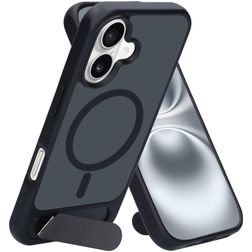 Mobiparts Hardcover iPhone 16 MagSafe Hårdt Bagsidecover med Stander - Satin Black
