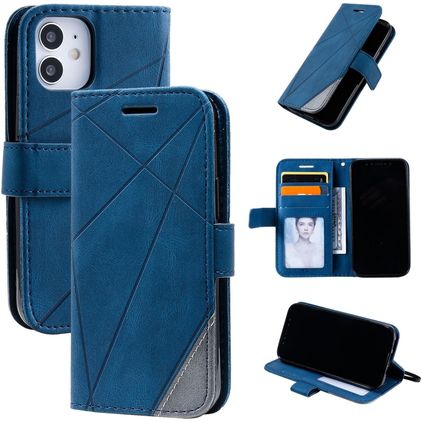 Mobigear Rhombus iPhone 12 Mini Knížkové pouzdro Peněženka - Modrá