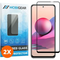 Mobigear Premium Xiaomi Redmi Note 10 4G Vidro temperado Película de ecrã - Compatível com capas - Preto (Pack de 2)