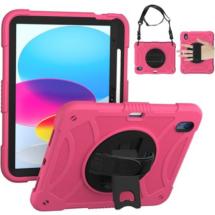 Mobigear SureGrip iPad 11 (2025) Case Plastic / Silicone Back cover + Stylus Holder + Shoulder Strap + Stand - Pink
