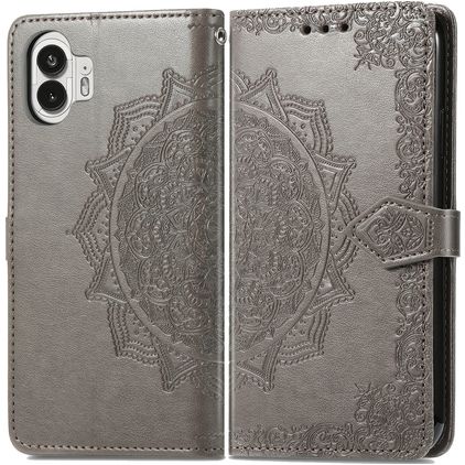 Mobigear Mandala Nothing Phone (2) Funda tipo libro Cartera - Gris