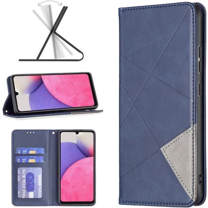 Mobigear Rhombus Slim Samsung Galaxy A33 Lompakkokotelo - Sininen