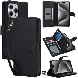 Mobigear Wallet iPhone 15 Pro Pungetui med Seddelrum - Sort