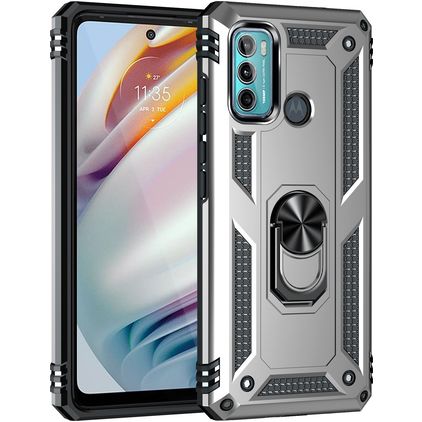Mobigear Armor Ring Motorola Moto G60 Hardcase Back cover Antiurto con anello - Argento