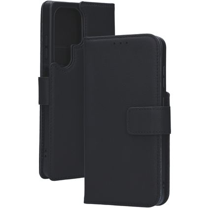 Mobiparts Samsung Galaxy S25 Ultra Piel auténtica Funda tipo libro Cartera - Negro