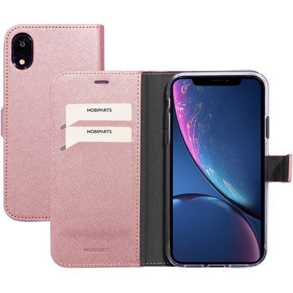 Mobiparts Saffiano Wallet iPhone XR Funda tipo libro Cartera - Rosa