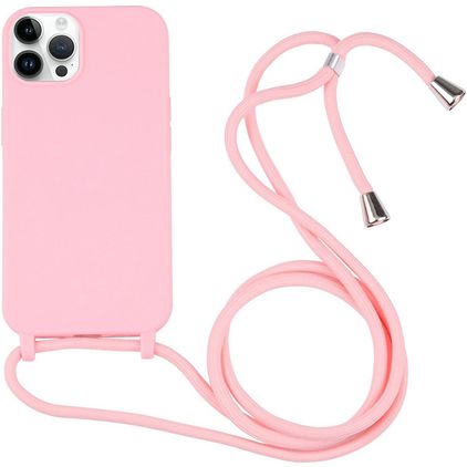 Mobigear Lanyard iPhone 16 Pro Silikon Skal med rem - Rosa