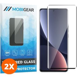 Mobigear Premium Xiaomi 12 Pro Vidro temperado Película de ecrã - Compatível com capas - Preto (Pack de 2)