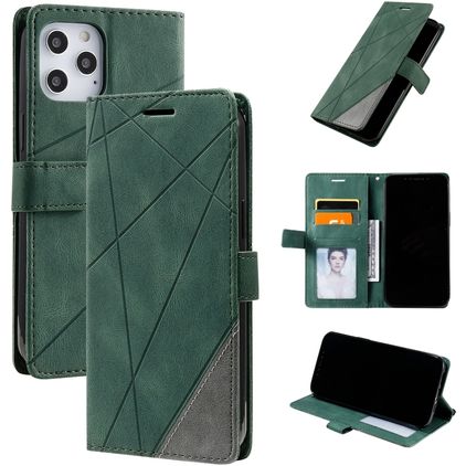 Mobigear Rhombus iPhone 12 Pro Max Lompakkokotelo + Setelitasku - Vihreä