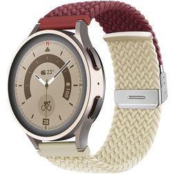 Mobigear Braided Dual Nylon Smartwatch Strap Clamp closure - 22 mm - Red / Starlight