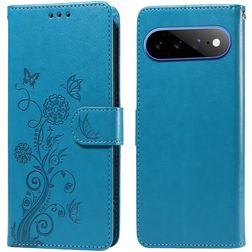 Mobigear Flowers Google Pixel 11 Pro XL Knížkové pouzdro Peněženka - Modrá