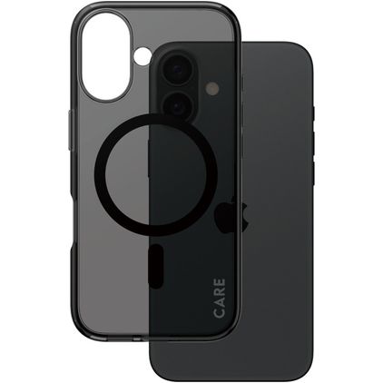 CARE by PanzerGlass Smokey iPhone 16 MagSafe Plástico rígido Capa traseira - Transparente / Preto