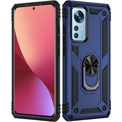 Mobigear Armor Ring Xiaomi 12 Plástico rígido Capa traseira Antichoque com anel - Azul