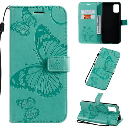 Mobigear Butterfly Samsung Galaxy A71 Lompakkokotelo + Setelitasku - Turkoosi