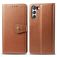 Mobigear Snap Button Samsung Galaxy S21 FE Pungetui med Seddelrum - Cognac