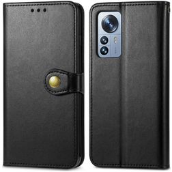 Mobigear Snap Button Xiaomi 12 Pro Wallet case - Black