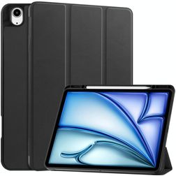 Mobigear Tri-Fold iPad Air 13 polegadas (2024) Capa livro + Suporte para caneta stylus - Preto